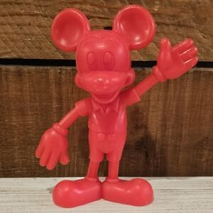 Vintage '70s Marx Toys Mickey Mouse toy in red plastic